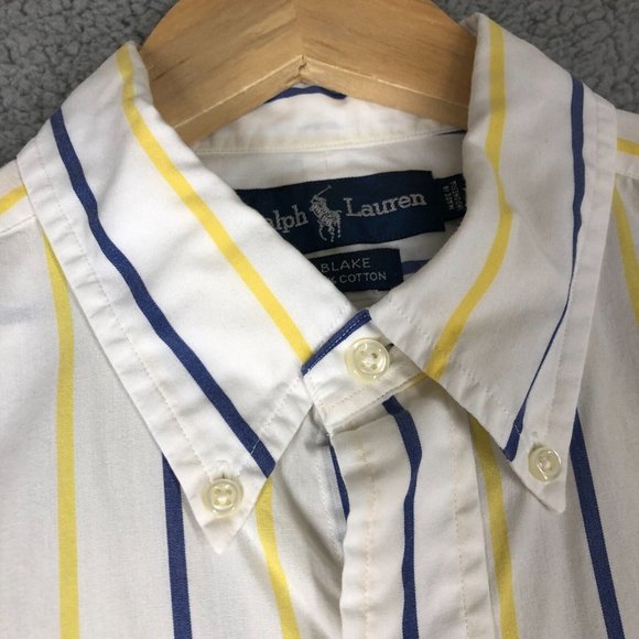 Ralph Lauren Men's Medium Blake Button Down Shirt Short Sleeve Pony Preppy White - Picture 3 of 9